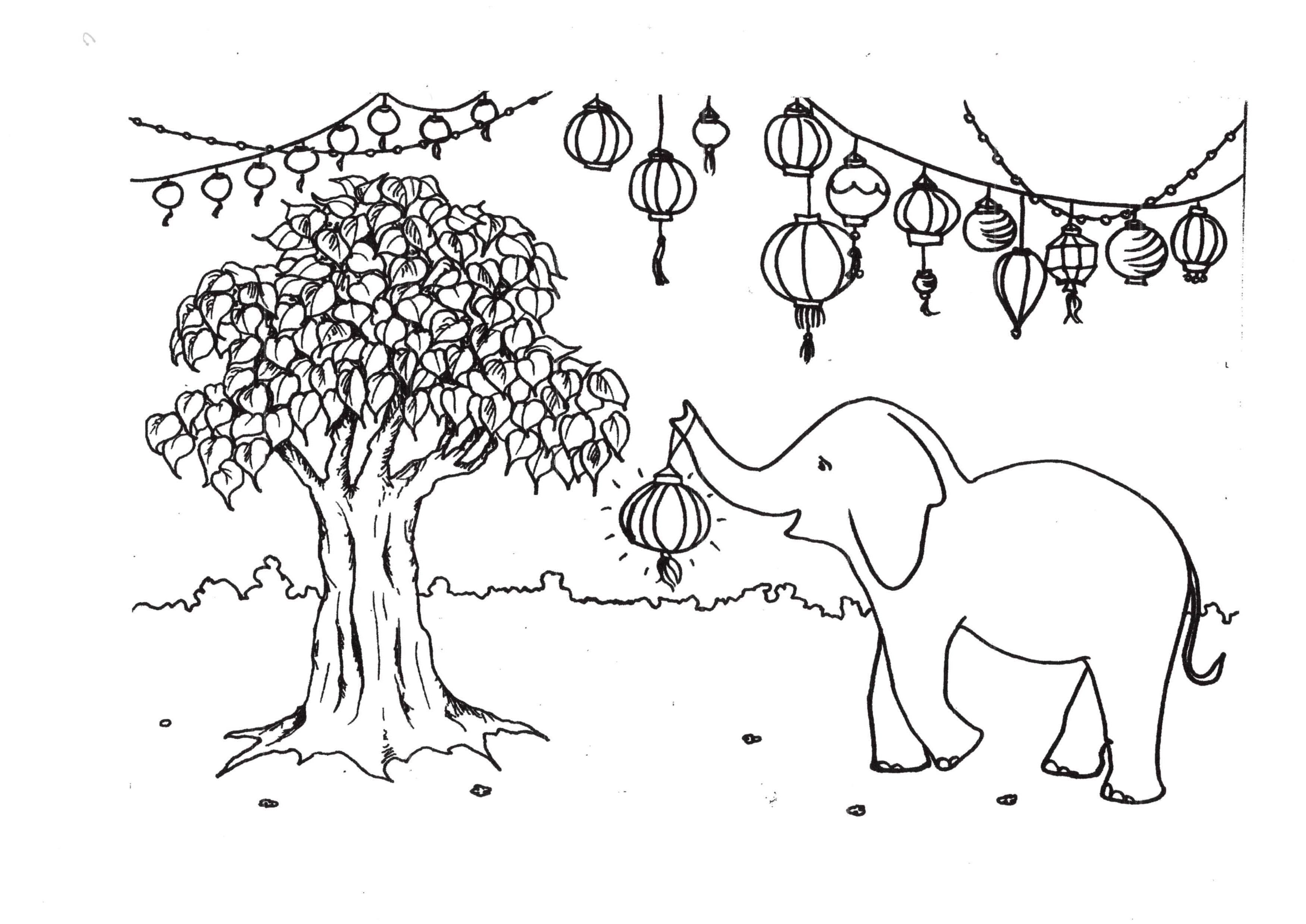 Download Elephant Colouring Page - Great Stupa of Universal Compassion